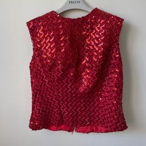 Sleeveless Red Sequinned Top